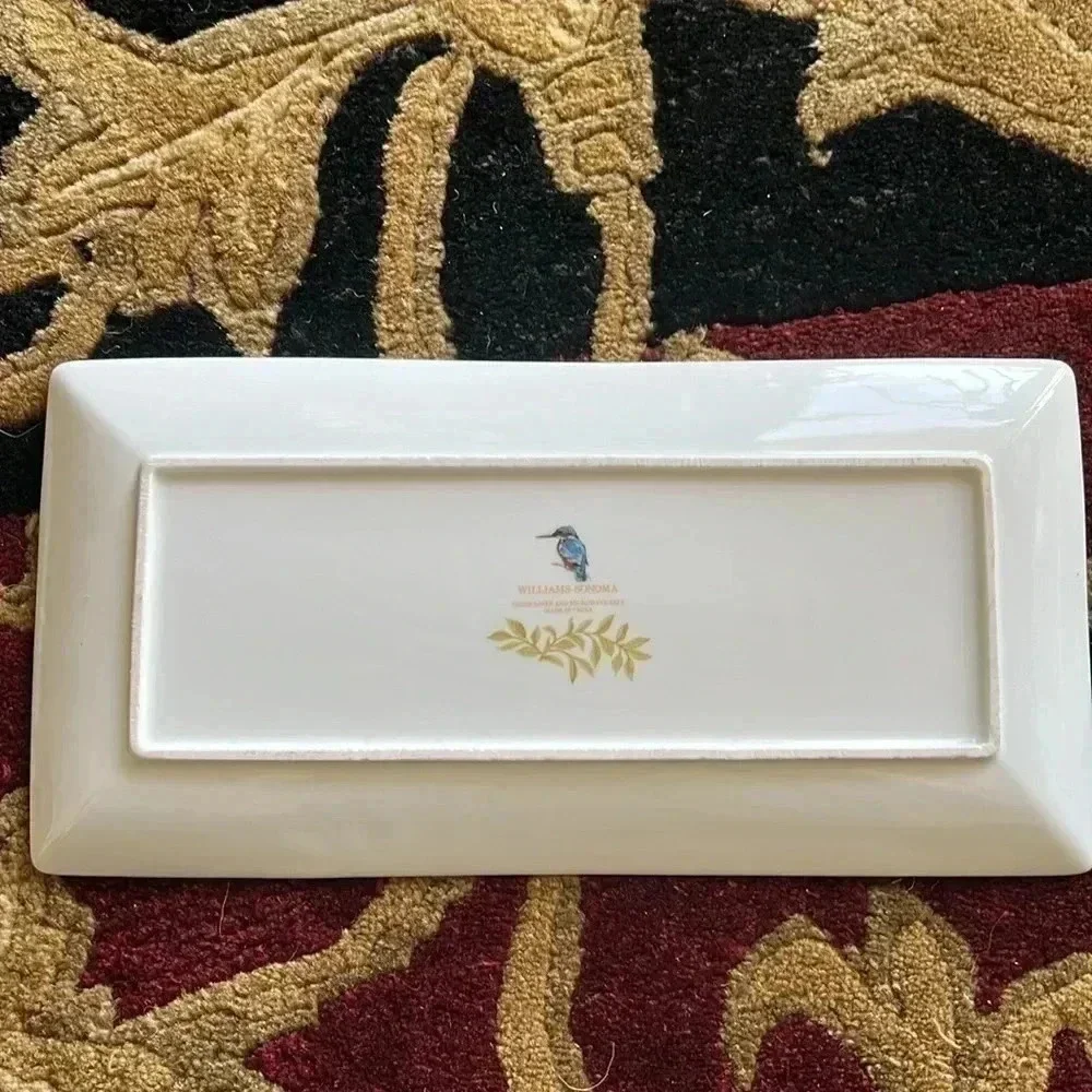 William Sonoma Turquoise with Gold-Tone Paisley Print on and around Edges